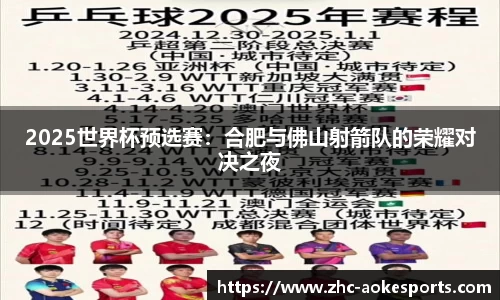 2025世界杯预选赛：合肥与佛山射箭队的荣耀对决之夜